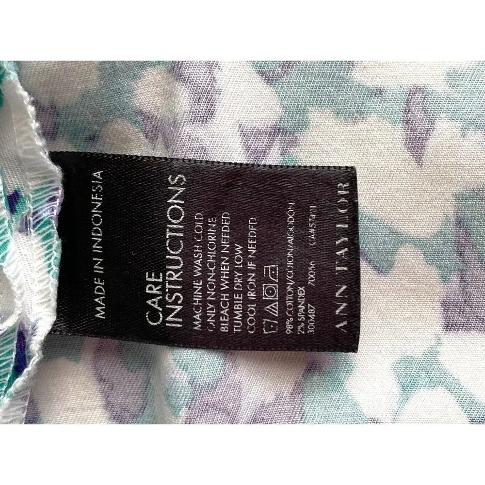 Ann Taylor Skirt Womens 14‎ Purple White Teal Short Casual Madison Zip Closure